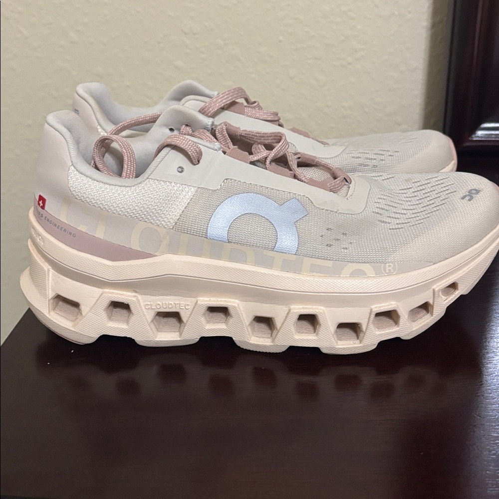 On Running Women's Shoes in Soft Pink and Light Gray